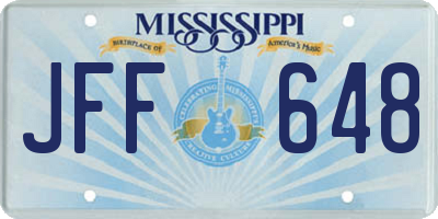 MS license plate JFF648