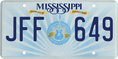 MS license plate JFF649