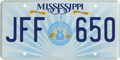 MS license plate JFF650