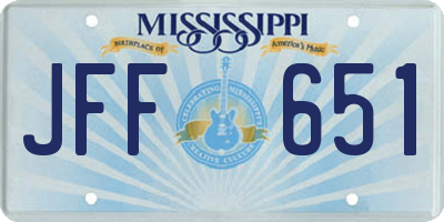 MS license plate JFF651