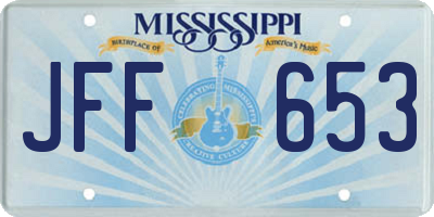 MS license plate JFF653