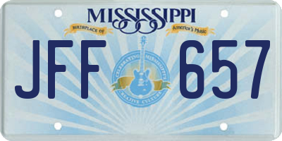 MS license plate JFF657