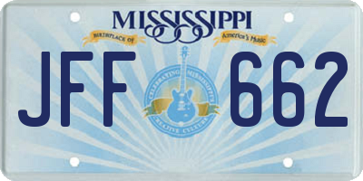 MS license plate JFF662