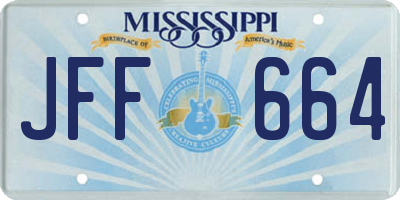 MS license plate JFF664