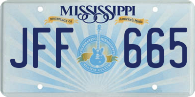 MS license plate JFF665