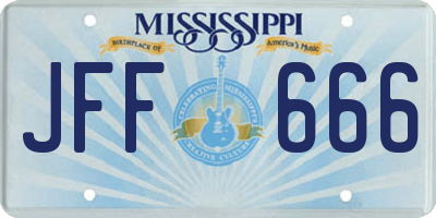 MS license plate JFF666