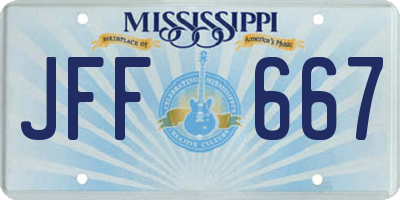 MS license plate JFF667