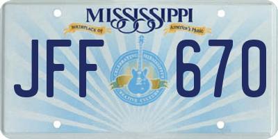 MS license plate JFF670