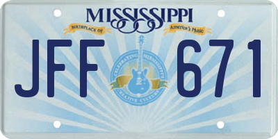 MS license plate JFF671