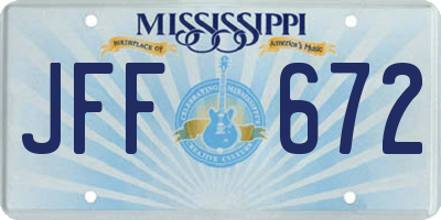 MS license plate JFF672