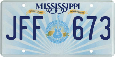 MS license plate JFF673