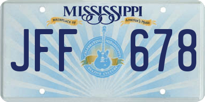 MS license plate JFF678
