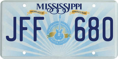 MS license plate JFF680