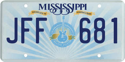 MS license plate JFF681