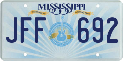 MS license plate JFF692