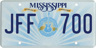 MS license plate JFF700