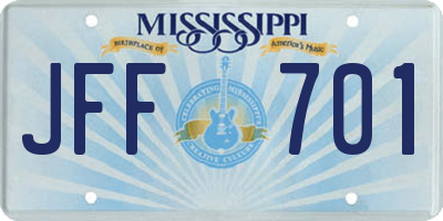 MS license plate JFF701