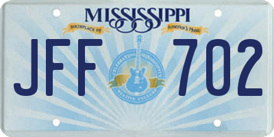 MS license plate JFF702
