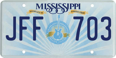 MS license plate JFF703