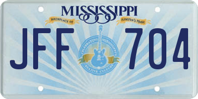 MS license plate JFF704
