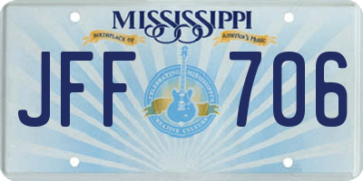 MS license plate JFF706