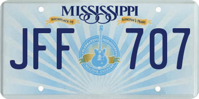 MS license plate JFF707