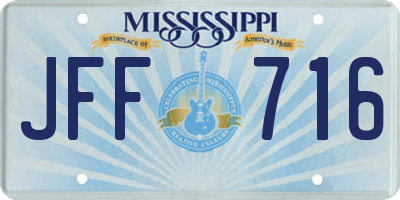 MS license plate JFF716