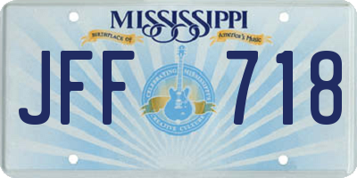 MS license plate JFF718