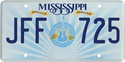 MS license plate JFF725