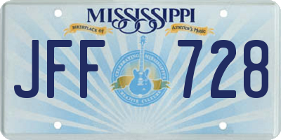 MS license plate JFF728