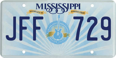 MS license plate JFF729