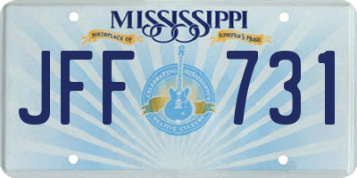 MS license plate JFF731