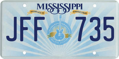 MS license plate JFF735