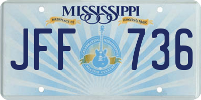 MS license plate JFF736