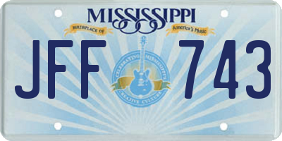 MS license plate JFF743
