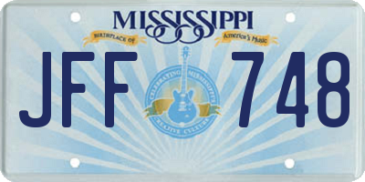 MS license plate JFF748