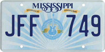 MS license plate JFF749