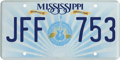 MS license plate JFF753