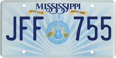 MS license plate JFF755