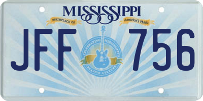 MS license plate JFF756