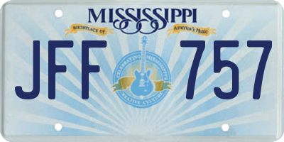 MS license plate JFF757