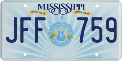 MS license plate JFF759