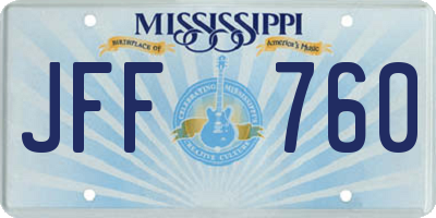 MS license plate JFF760
