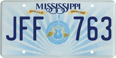 MS license plate JFF763