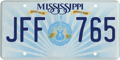 MS license plate JFF765
