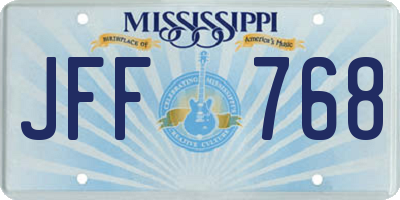 MS license plate JFF768