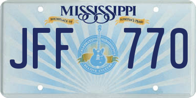 MS license plate JFF770