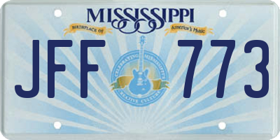 MS license plate JFF773