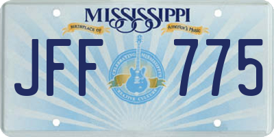 MS license plate JFF775