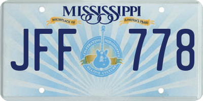 MS license plate JFF778
